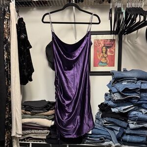 Cider Purple Mini Dress with Chain Straps